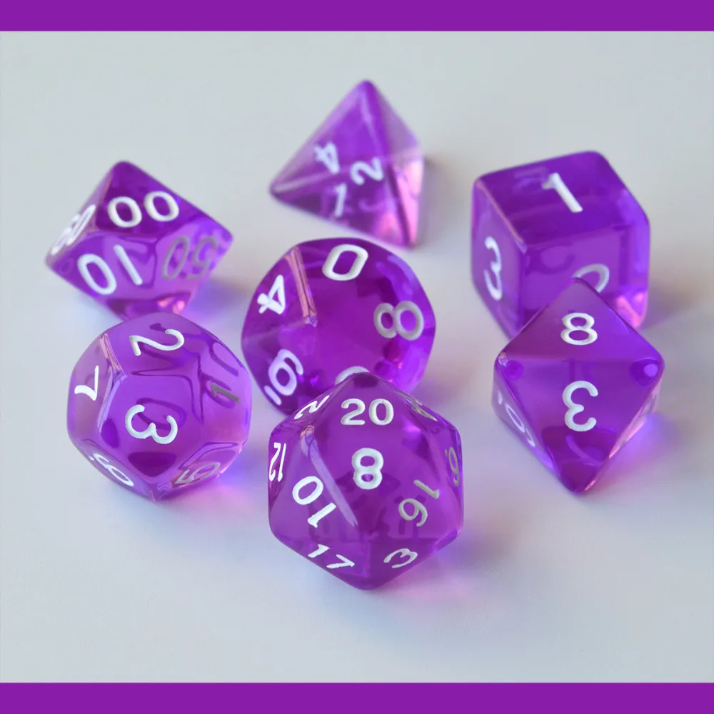 7 Die Прозрачный Многогранные кубики для Подземелья и Драконы Shadowrun Pathfinder дикарь Warhammer и ролевых игр