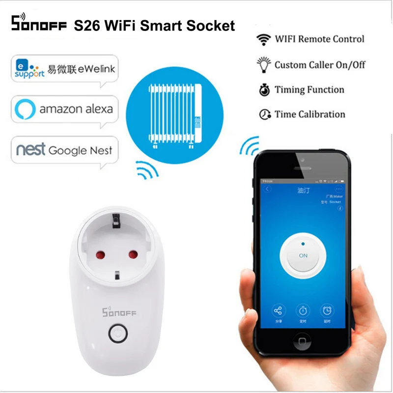 Умная розетка Sonoff S26 с Wi Fi Беспроводные Розетки для умного дома переключатель