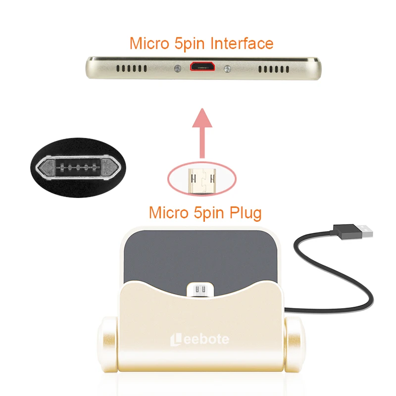 Leebote Micro 5pin Зарядное устройство Док-станция для samsung S6 S7 Синхронизация данных зарядная док-станция Подставка для микро 5pin интерфейс телефонов
