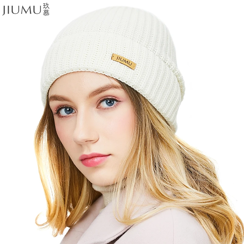 JIUMU шерсть для женщин шапочка Новинка 2018 года толстые теплые зимние 11 шапки бренд