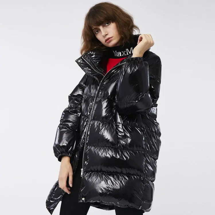 Purple Loose Down Jacket Fashion Thin Thick Winter Feather Jacket Coat Women Long Section Collar Casual Warm Overcoat Female 260