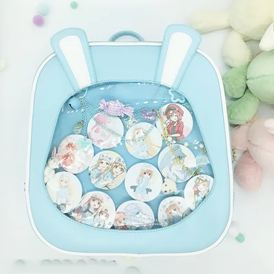 blue Прозрачные женские рюкзаки с милыми заячьими ушками; женские сумки для книг; Kawaii; маленькие женские рюкзаки для путешествий; рюкзаки для девочек; Новинка - Цвет: blue