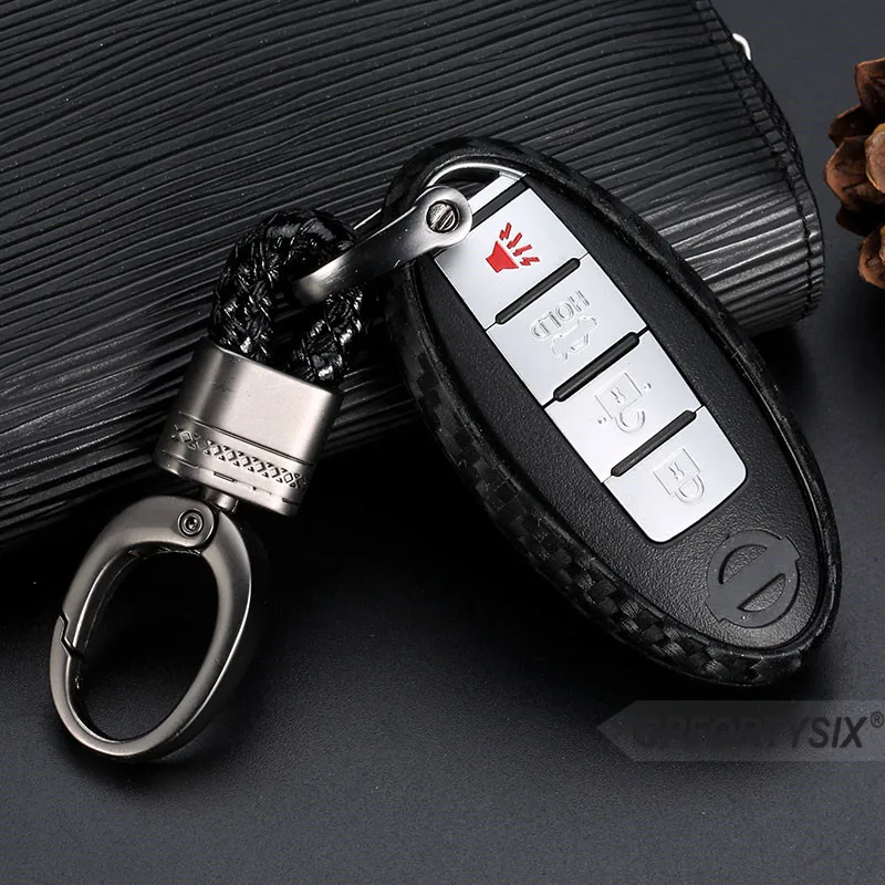 Чехол для автомобильного ключа из углеродного волокна брелок ключей Nissan Qashqai J10 J11