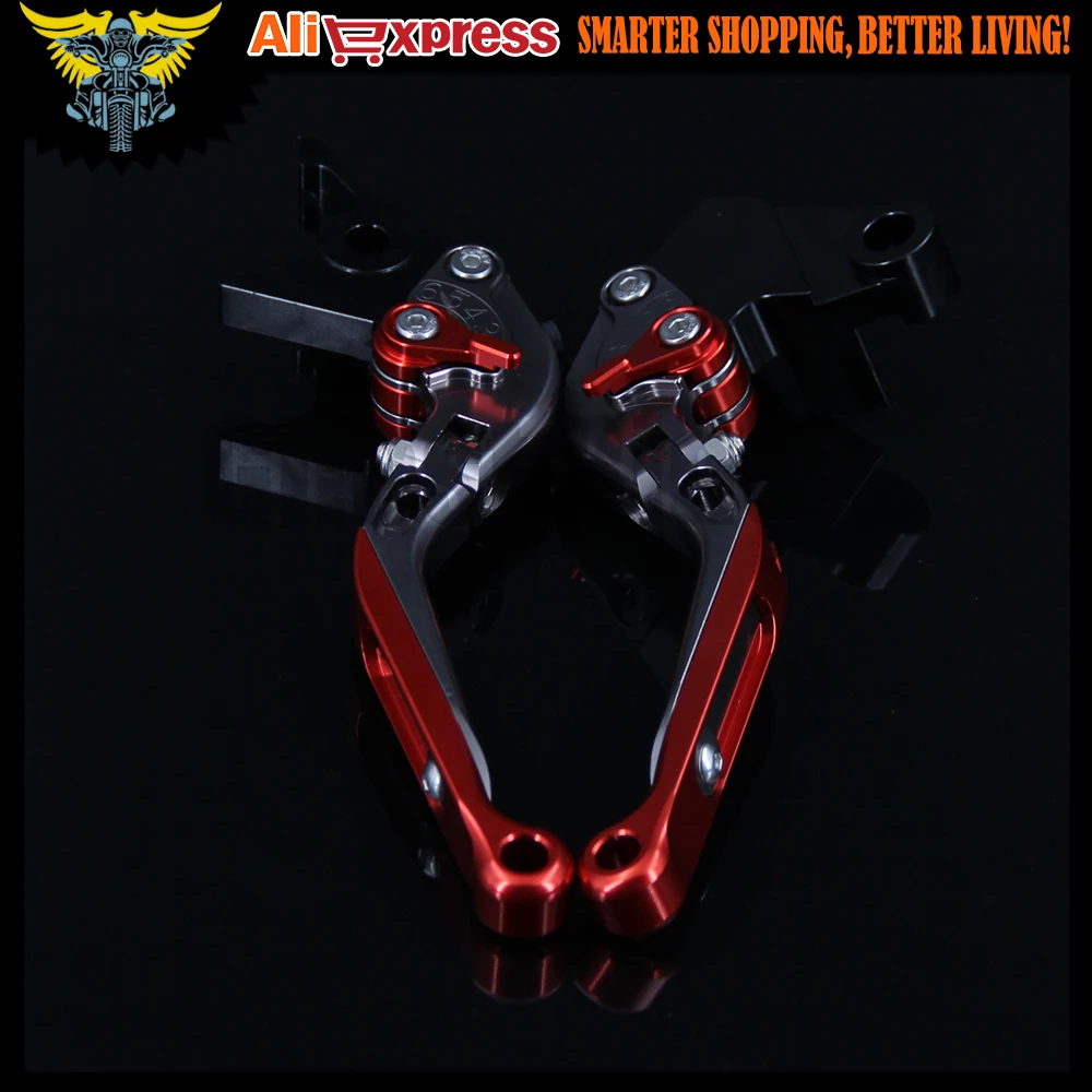 

For Yamaha FJ-09/MT-09 Tracer 2015 2016 Laser Logo(FJ-09) Red+Titanium CNC Folding Extendable Motorcycle Brake Clutch Levers