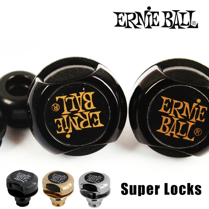 Original Ernie Ball Super Locks/ Guitar Strap Locks, Black/ 