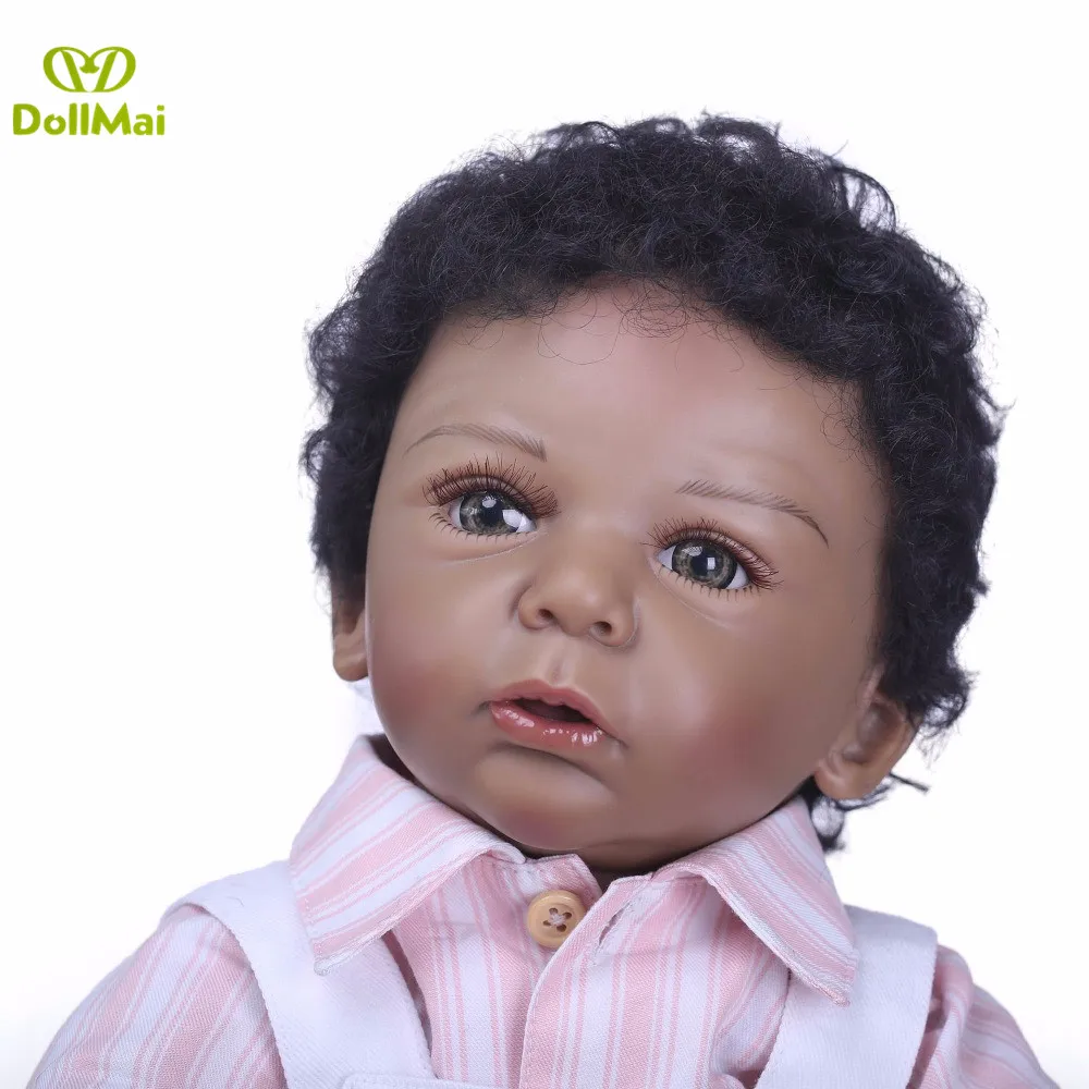 

NPK 20" reborn silicone vinyl black baby dolls children play house toys real alive African babies dolls toys for children gift