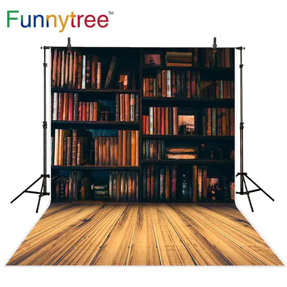 Funnytree тонкие виниловые фоны для фотосъемки книжная полка библиотека литература