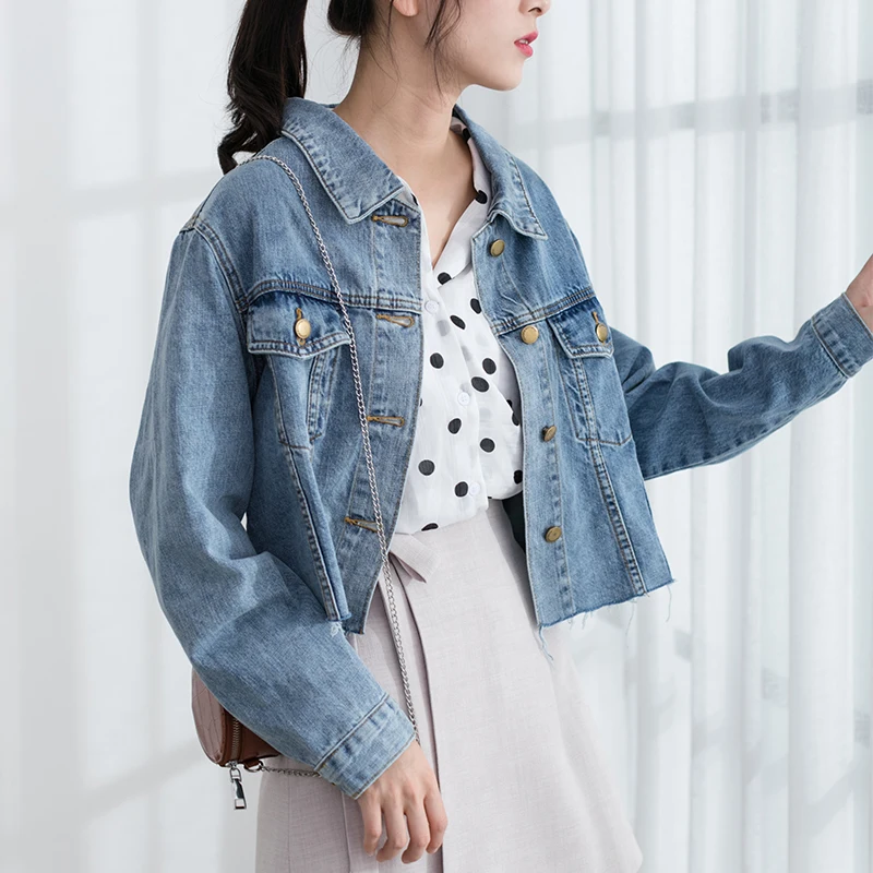 EGGKA Autumn Denim Coats And Jackets Women Jeans Coat Basic Bomber Jacket Long Sleeve Pullover Harajuku Tops Winter Overcoat |