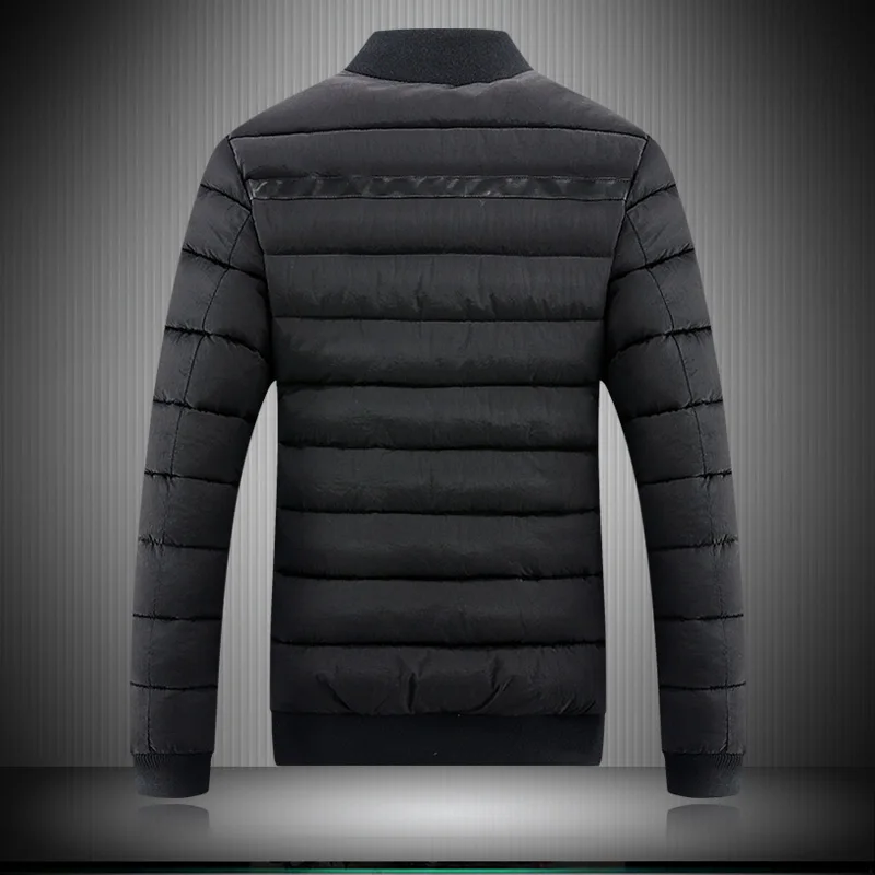 2018 winter temperament men's jacket baseball collar cotton coat solid color long-sleeved down large size clothing | Мужская одежда