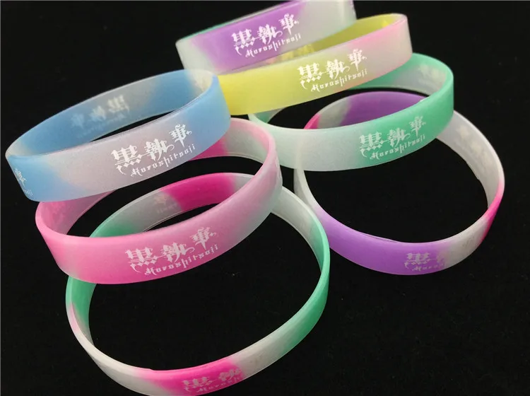 100 шт./лот аниме черный браслет Темный дворецкий мультяшный печатный силиконовые