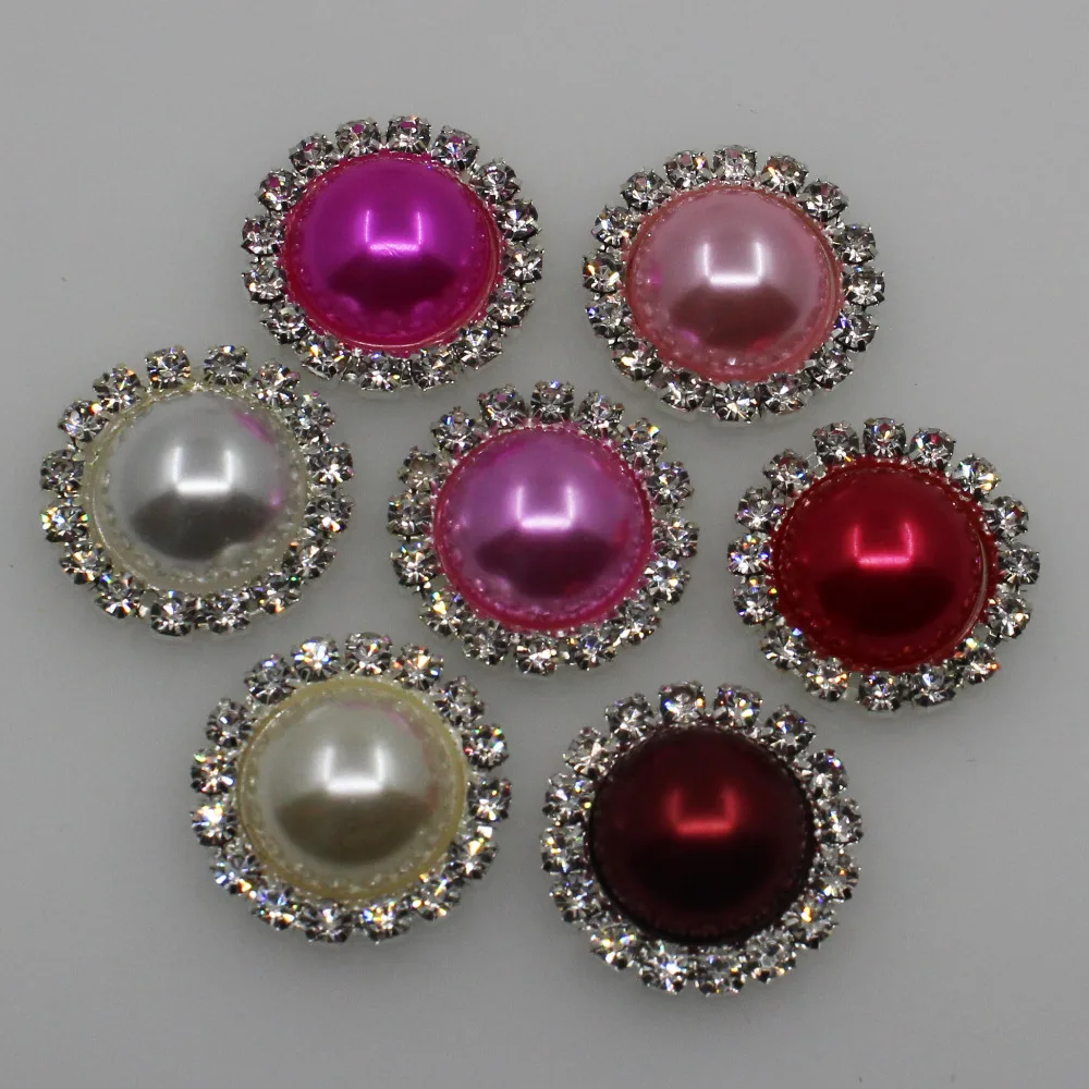 10 шт. круглые жемчужные пуговицы Стразы 20 мм|rhinestone pearl buttons|pearl buttonsflower center |