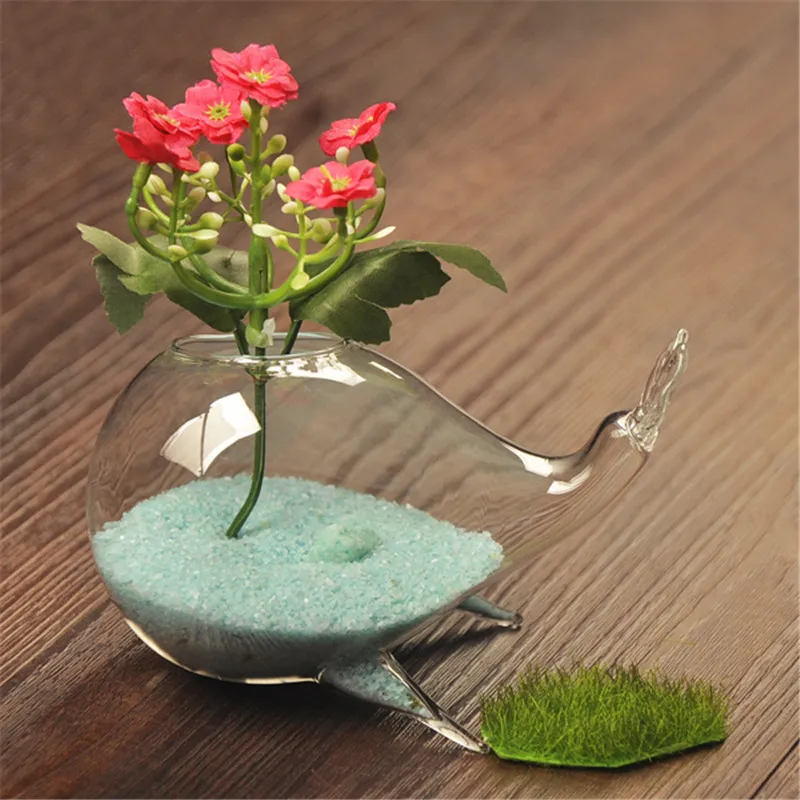 

Glass Vase Ornaments Transparent Glass Vase Mini Water Flower Pot Creative Cute Dolphin