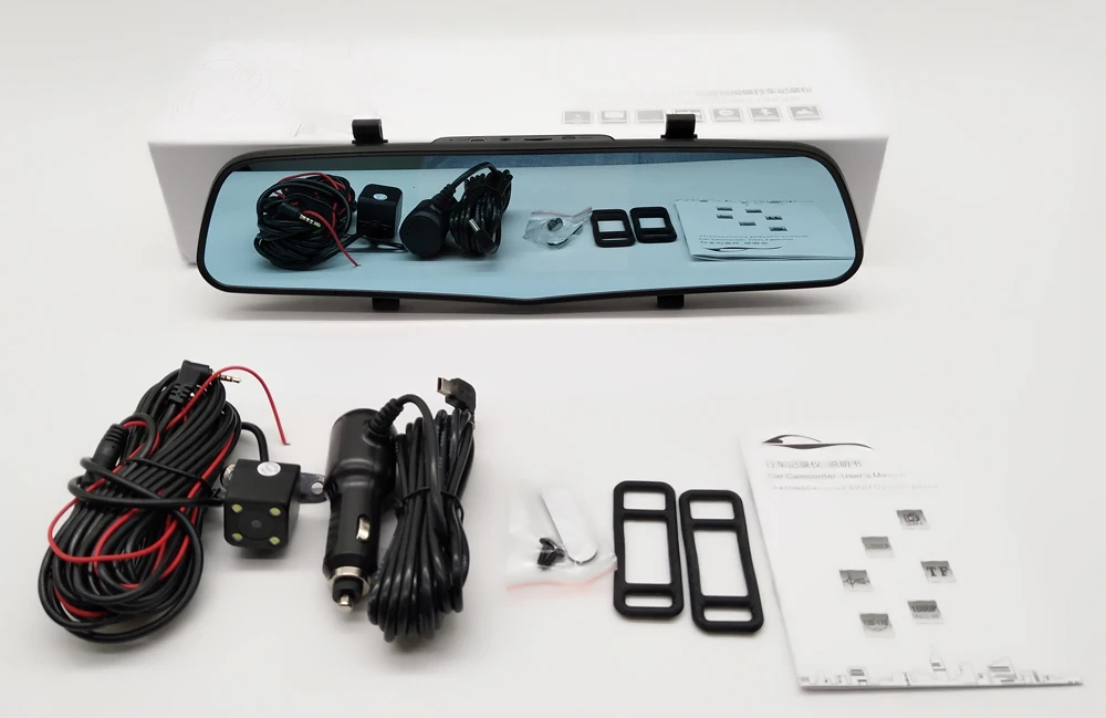 ADDKEY Full HD 1080P Автомобильный видеорегистратор Камера авто 4,3 дюймов зеркало заднего вида цифровой видеорегистратор двойной объектив регистратор видеокамера