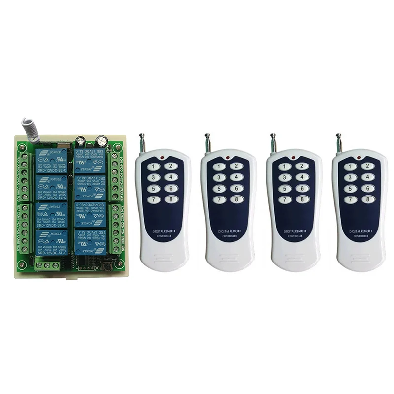DC 12V 24V 8 CH Channels 8CH RF Wireless Remote Control Switch System 315/433 MHz Transmitter and Receiver/Garage Doors/ lamp |