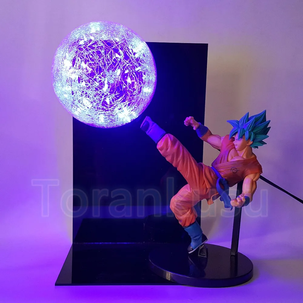 Dragon Ball Z фигурку Бог Гоку Супер Saiyan светодиодное освещение Дисплей игрушки аниме
