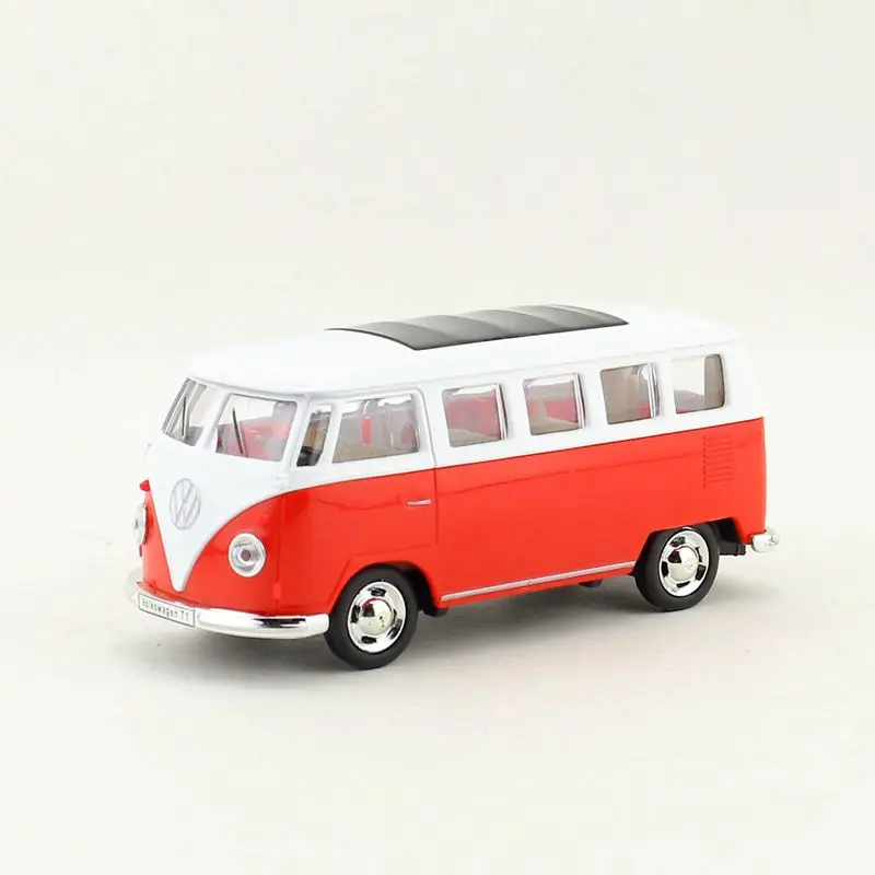 Красный 1 шт. 1:43 серии 4,5 ''11,2 см Volkswagen T1 автобус автомобиль вытяните назад сплава Модель автомобиля коллекция крутой мальчик игрушка подарок - Цвет: Красный