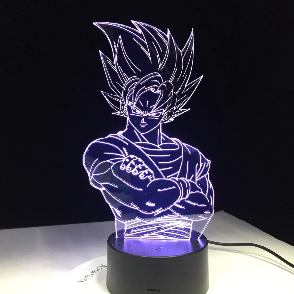 Для детей Dragon Ball Z Vegeta Супер Saiyan светодиодный светильник супер Сон Гоку Led Настольная лампа Luces Navidad с сенсорным/дистанционным управлением