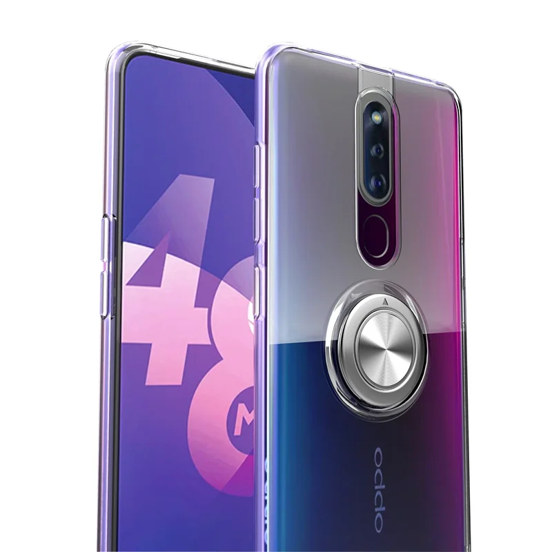 Чехол для OPPO F11 Pro прозрачный автомобильный держатель с кольцом на палец Мягкий