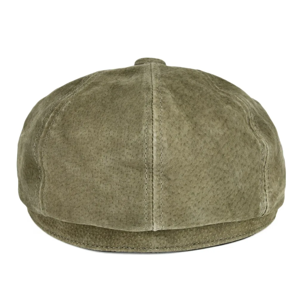 VOBOOM Suede Pigskin Leather Newsboy Caps Men Women Beret Frosted 8 Panel Hats for Autumn Winter Boina Green Hat 152 |