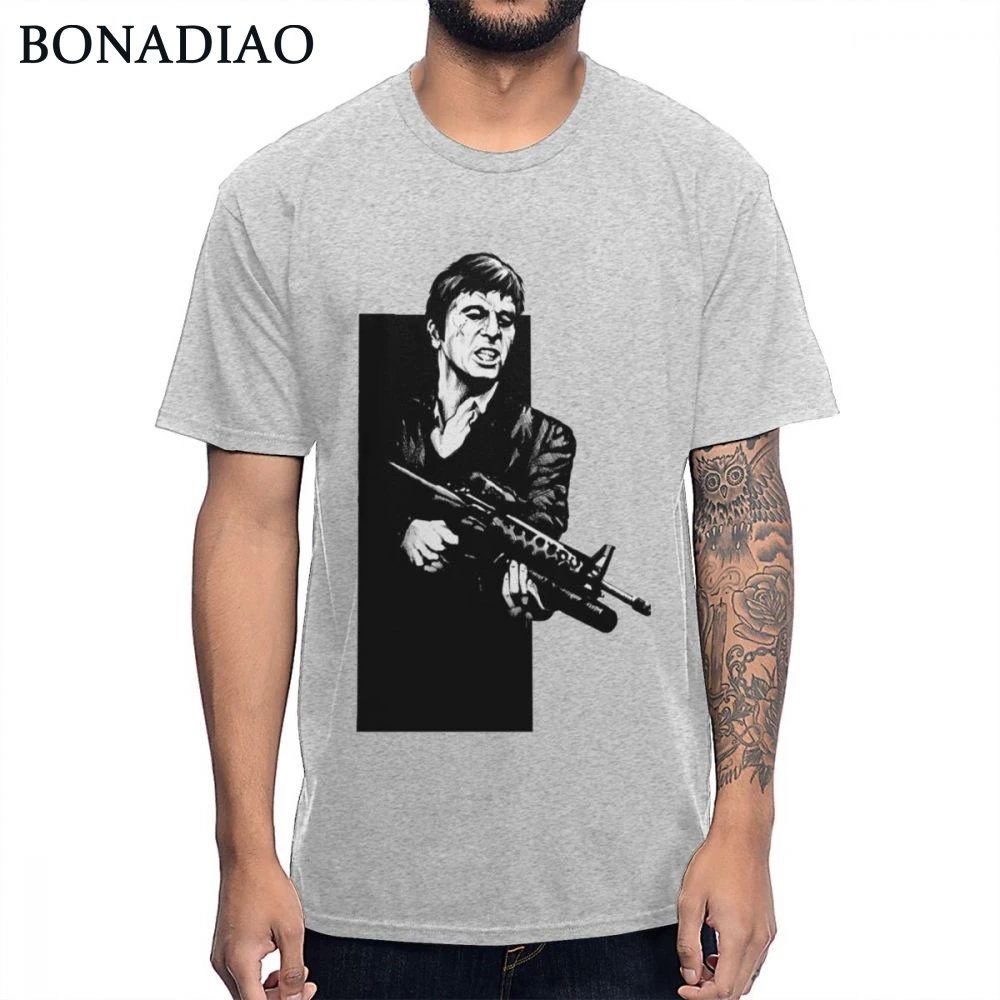 Мужская Дизайнерская футболка со шрамом Tony Монтана Классическая с круглым