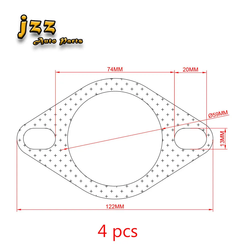 GS03-58 JZZ 4 шт. Универсальный подходит для 2 ''/2,3''/2,5 ''/3'' фланец выхлопной трубы из нержавеющей стали прокладка вниз прокладка трубы - Цвет: GS03-58
