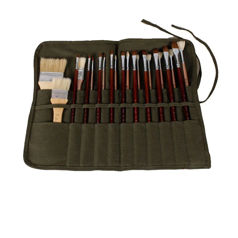 Writing Brush Pen Roll Up Storage Wrap Organizer Case Bag Po