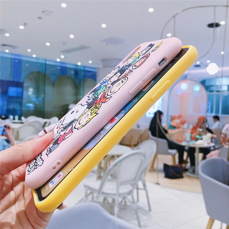 WTSZKL Comic Cartoon Running Snoopy and Small Partner TPU Phone Case for iPhone 6 6S 7 8 Plus X XR XS MAX Soft Silicone |