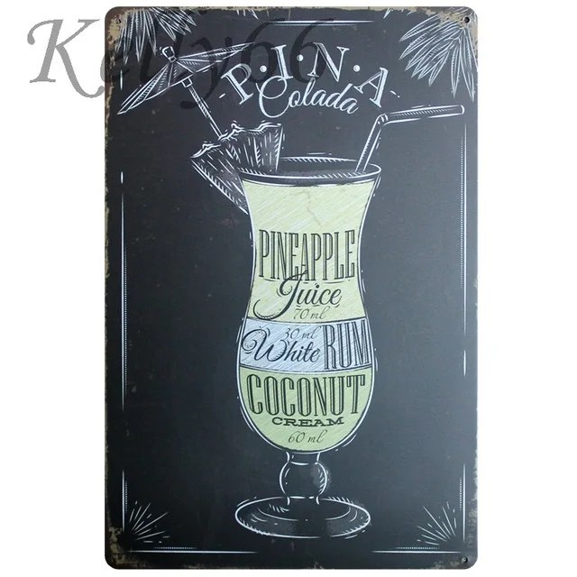 

[ Kelly66 ] Pineapple Cocktail Beer Tin sign Poster Bar Store Deco Wall Metal Painting 20*30 CM Size y-1022