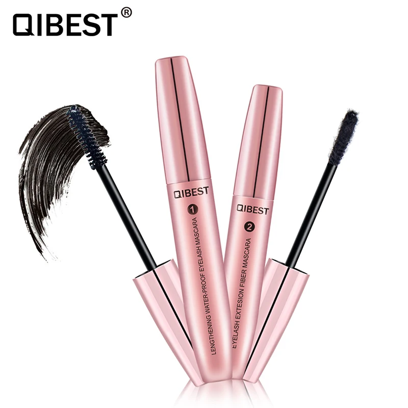 Qibest Brand Professional Fashion Mascara Make Up Long Eyelash Curling Waterproof Lengthening Extension Mascara Cosmetic Brush