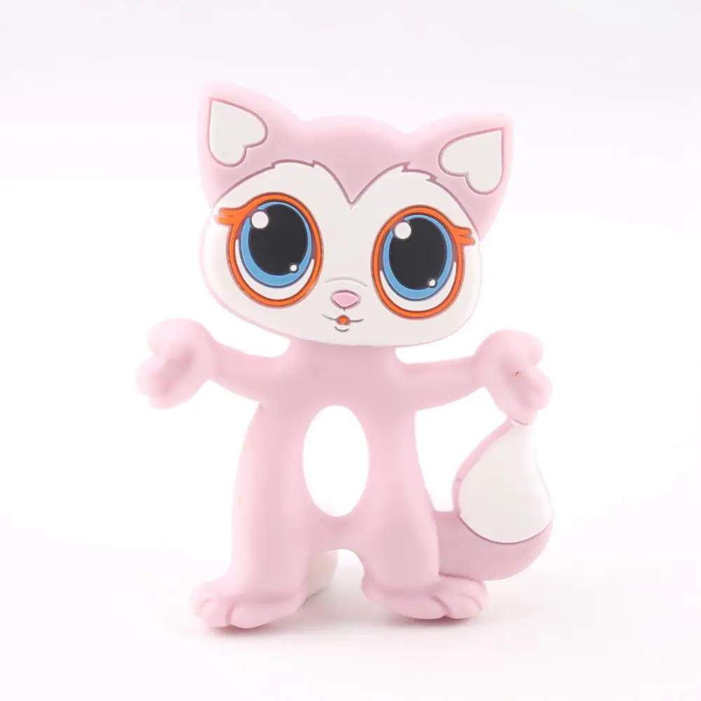 Pink Cat 1 шт., детский прорезыватель, силиконовый, большой глаз, кошка, грызуны, милый силиконовый прорезыватель, сделай сам, для кормления, ожерелье, соска, цепочка, подвеска для ребенка, продукт - Цвет: Pink Cat