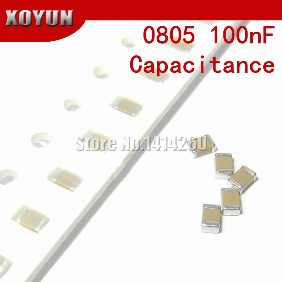 

100pcs 0805 100nF X7R Error 10% 50V 0805 0.1UF 104 SMD Thick Film Chip Multilayer Ceramic Capacitor