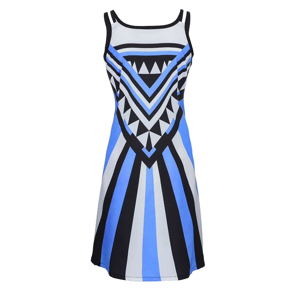 Женское свободное платье в полоску CHAMSGEND Летнее мини большого размера с принтом