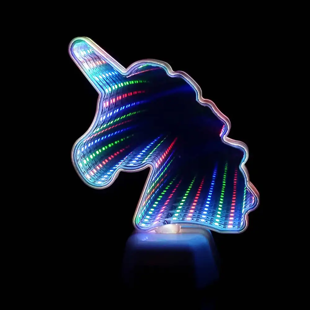 Светящийся Единорог светодиодный ночной светящийся вечерние украшения 3D тоннель свет зеркало Unicornio вечерние принадлежности фестиваль дети подарки на день рождения