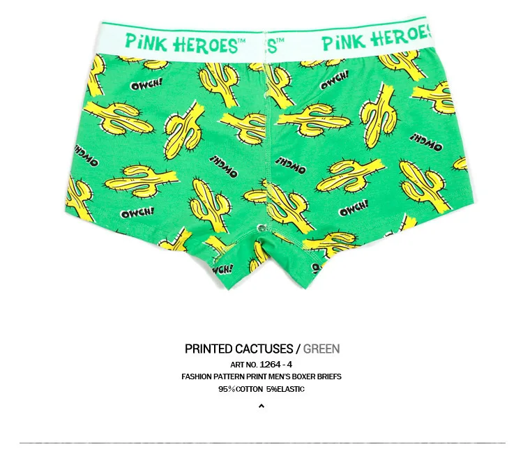 Pink Heroes под Штаны ролик обороны выцветает мультфильм шаблон человек прямой угол Штаны нижнее белье, фирменные, мужские трусы
