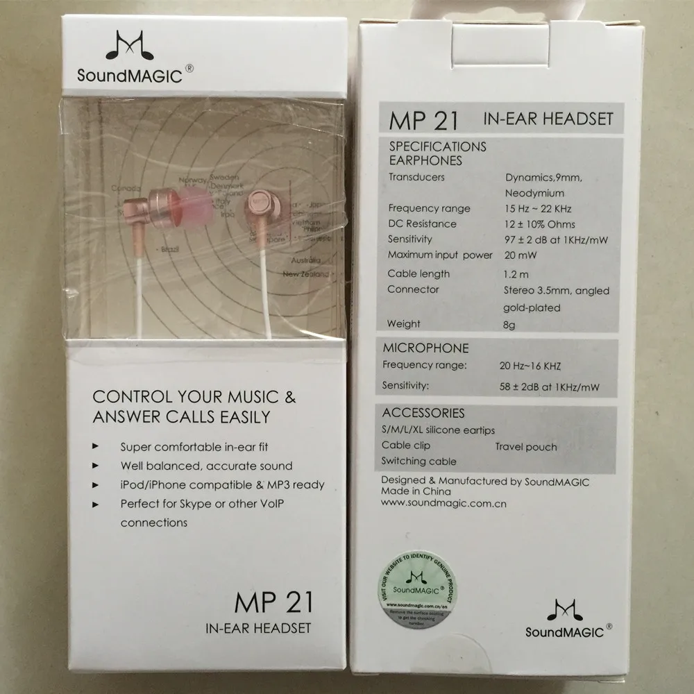 SoundMAGIC MP21 наушники вкладыши с шумоизоляцией пультом дистанционного