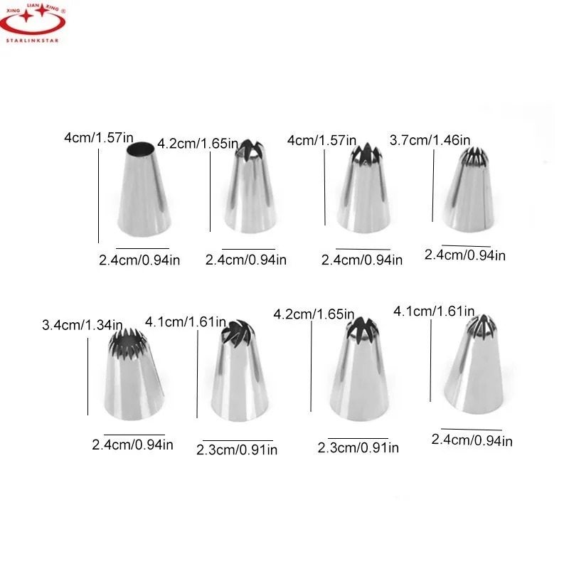 8 шт./компл. большие насадки из нержавеющей стали для украшения тортов глазурь