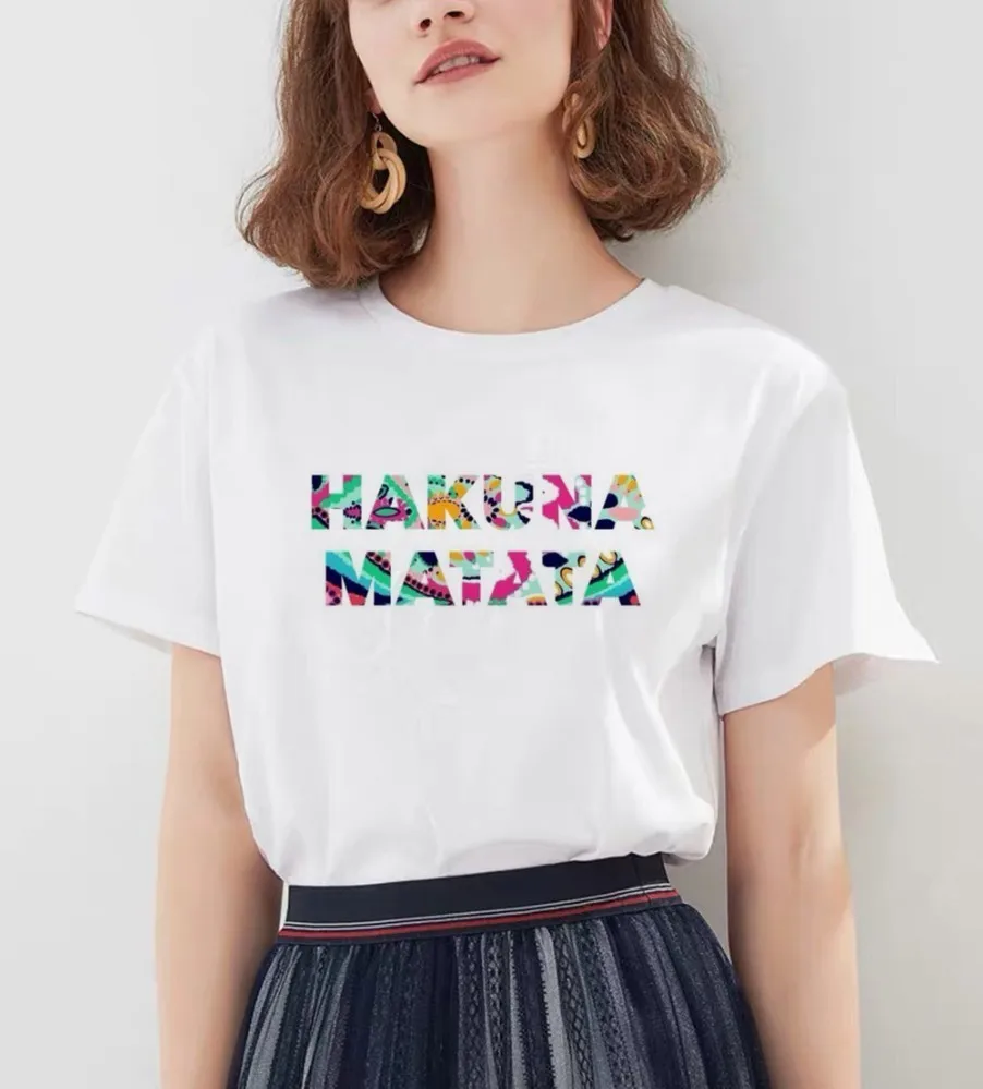 Hakuna Matata рубашка Женская Harajuku Ullzang винтажная кавайная футболка Femme Homme летняя футболка Модный Топ Футболка женская футболка - Цвет: 17