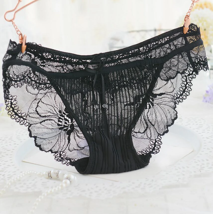 Нижнее белье 100% реальные фотографии милые кружевные шифоновые трусы в стиле