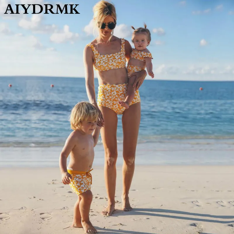 Mommy and Me Цветочный купальник бикини для мамы и дочки комплекты одежды семейная