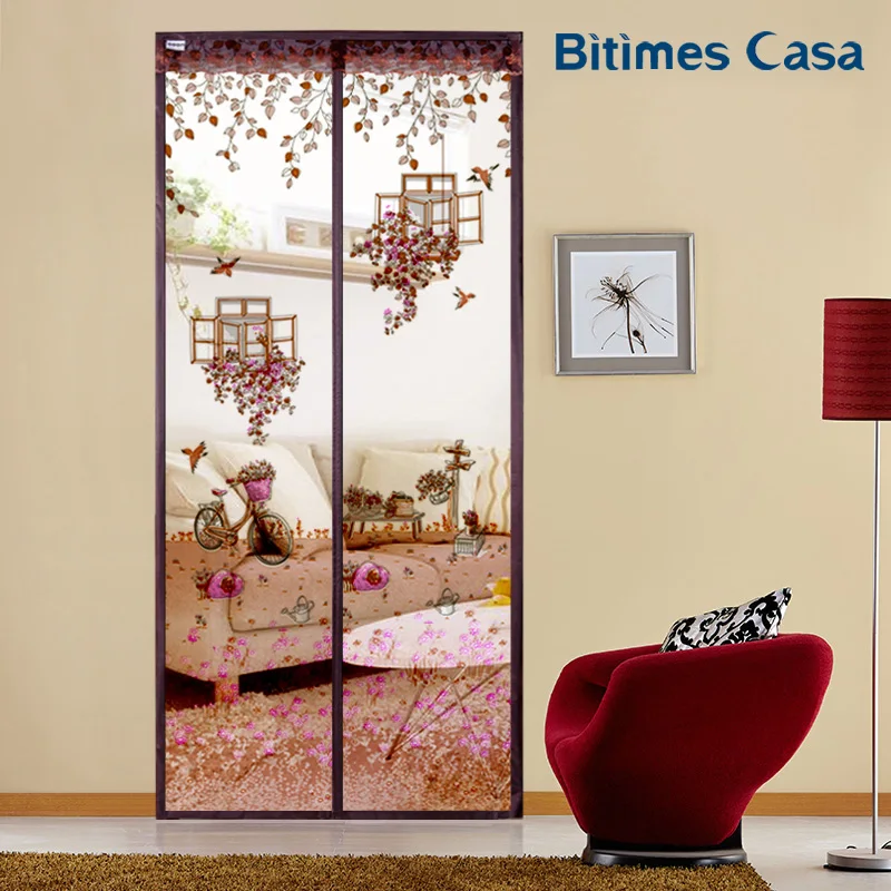 Длинная занавеска на дверь с цветочным узором магниты в полоску гладкая застежка