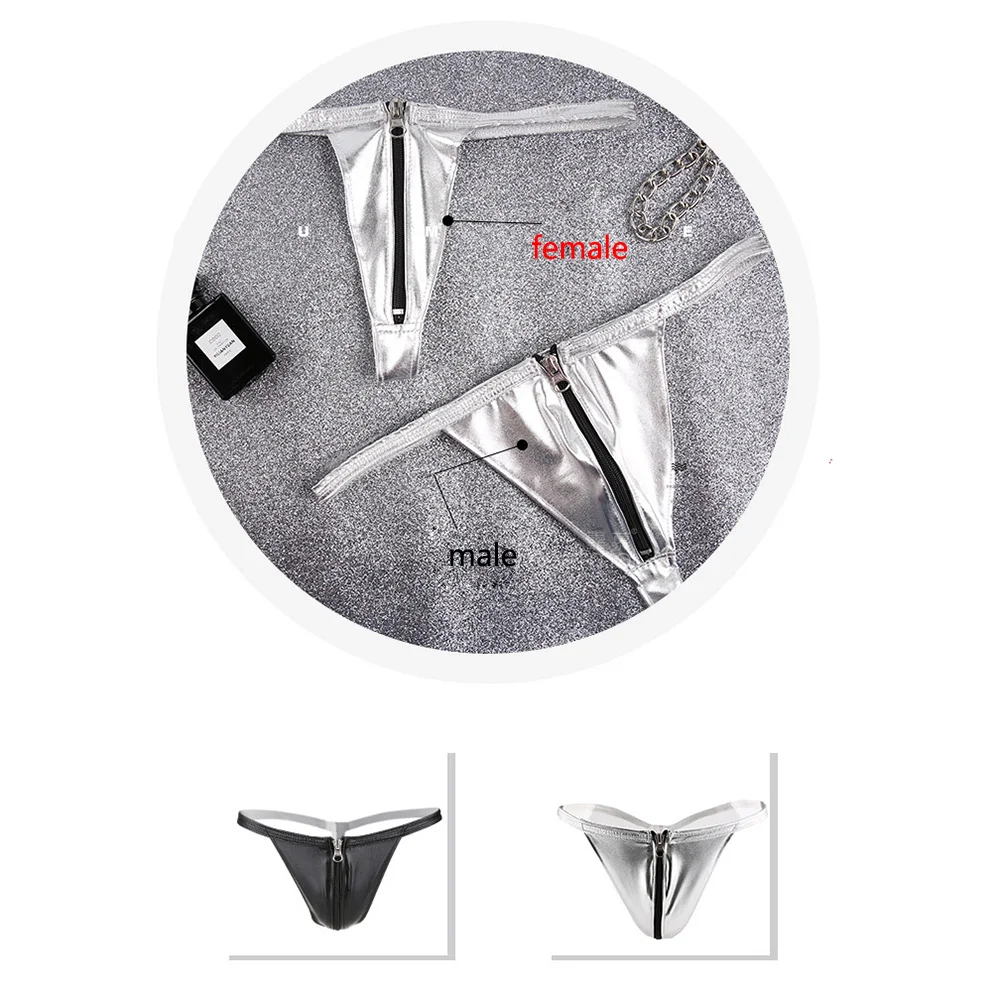Мужские кожаные трусики G string открытые на молнии сексуальные стринги для геев
