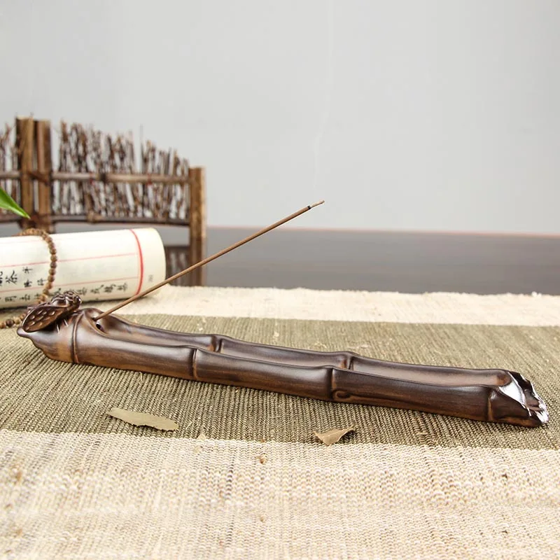 Китайская винтажная керамическая керамика в форме бамбука с цикадой палочка для