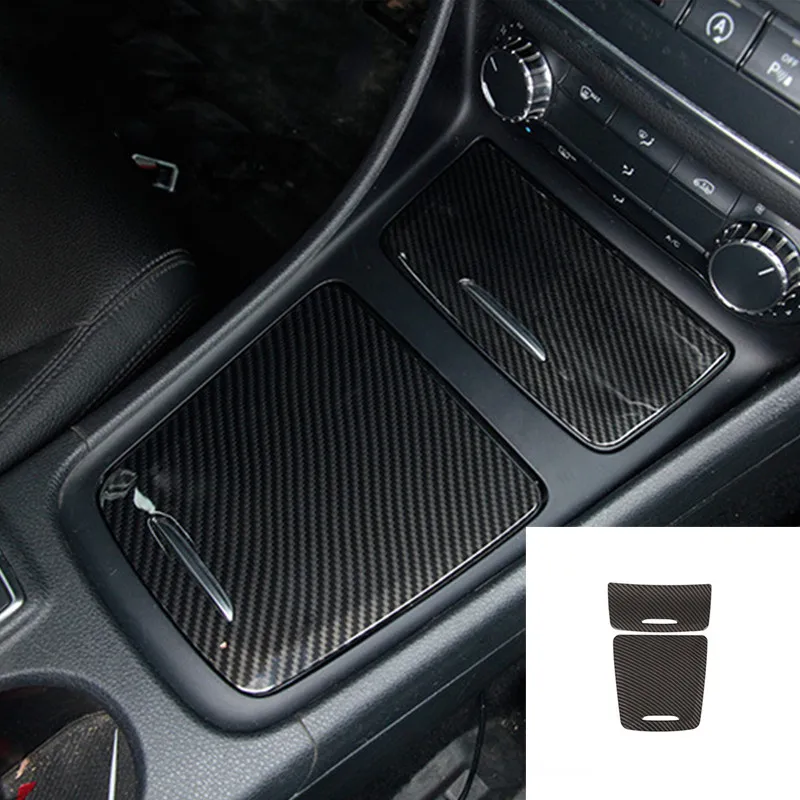 Storage box panel Углеродное волокно цвет центральной консоли стакана воды рамки украшения отделка для Mercedes Benz GLA X156 CLA C117 класс W176 RHD LHD - Название цвета: Storage box panel