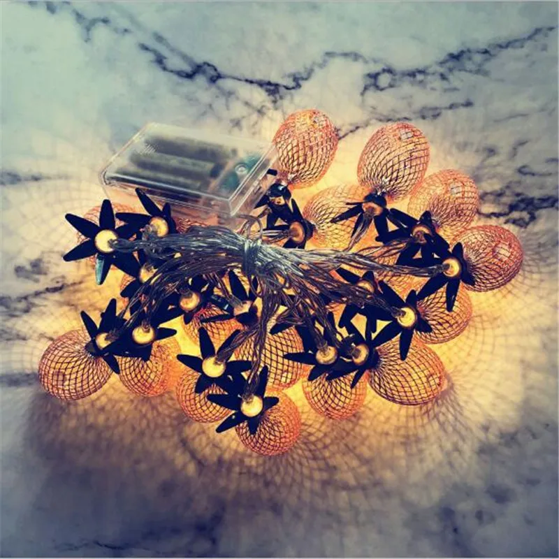 2018 Новый светодиодный батарейный блок Железный фонарь ананас гирлянда