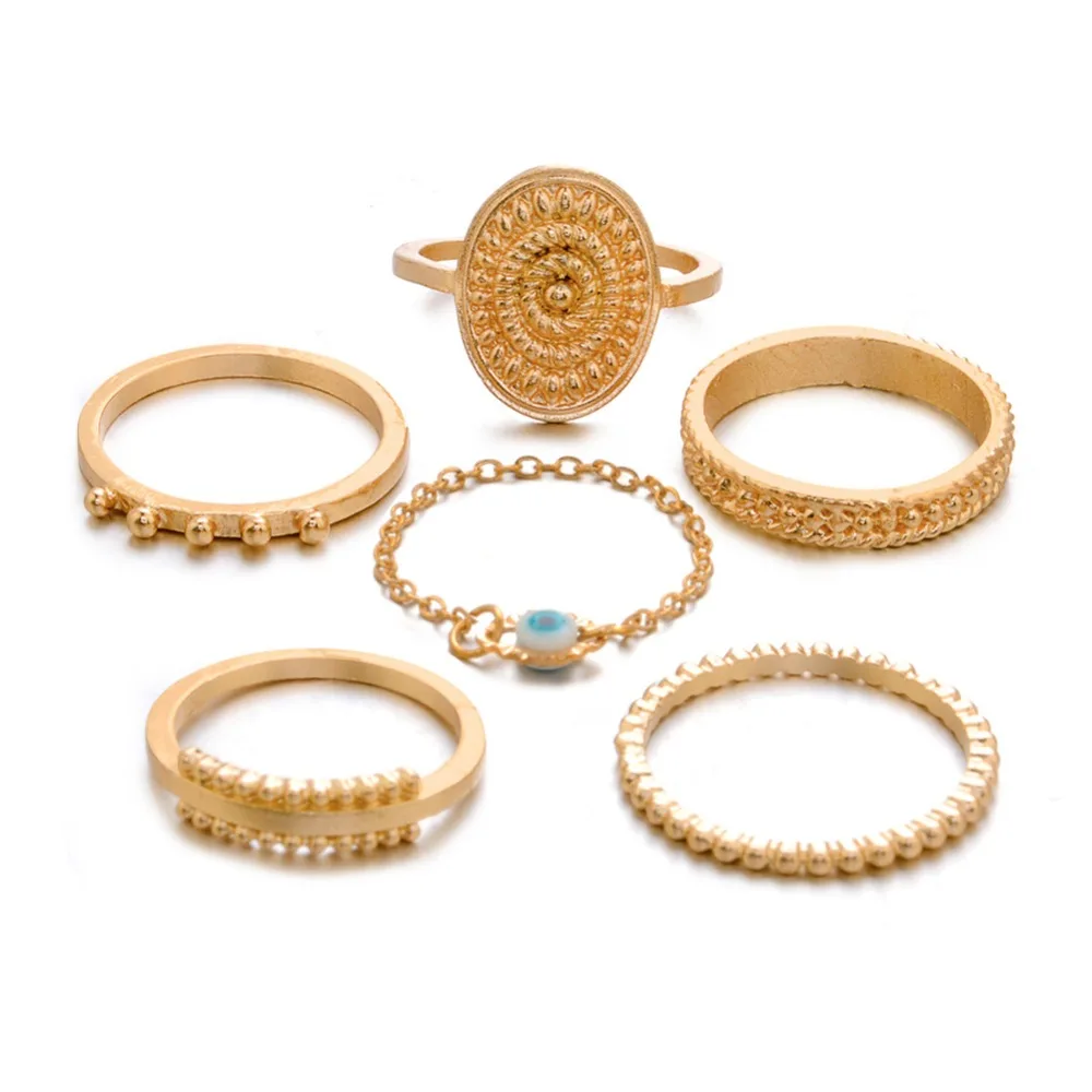 Богемное Золотое серебряное покрытие от сглаза женское кольцо в стиле бохо