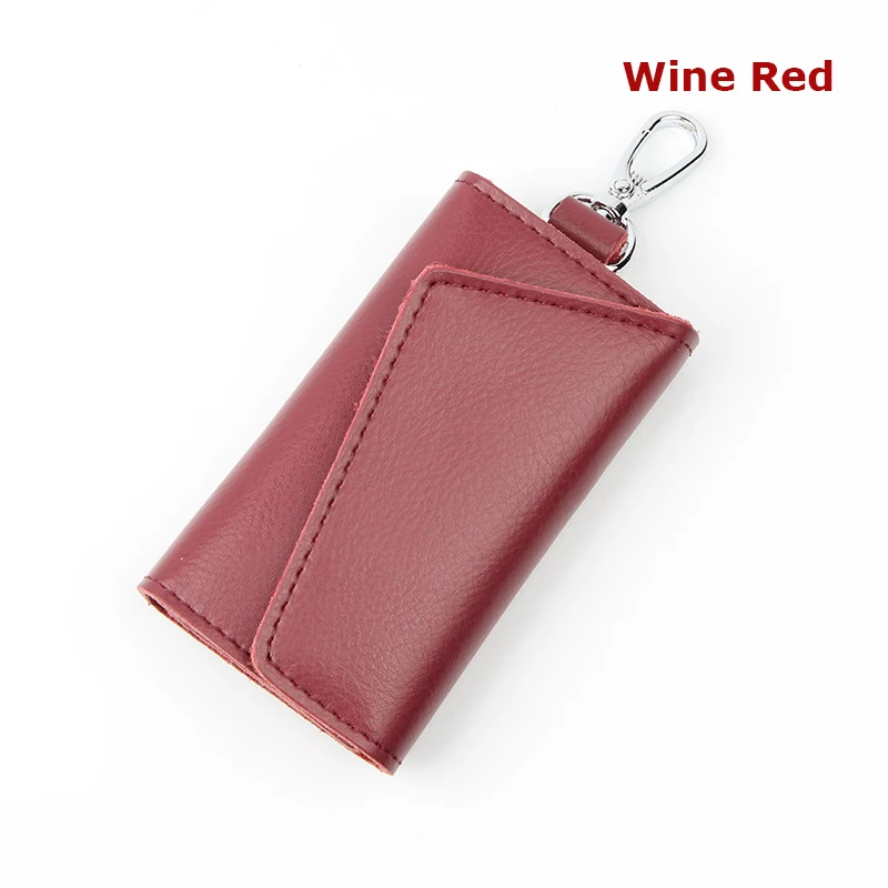 Wine Red BONAMIE новые Визитницы для ключей Модные женские чехол для ключей Держатели мужские натуральная коровья кожа Сумка Кошелек для монет - Цвет: Wine Red
