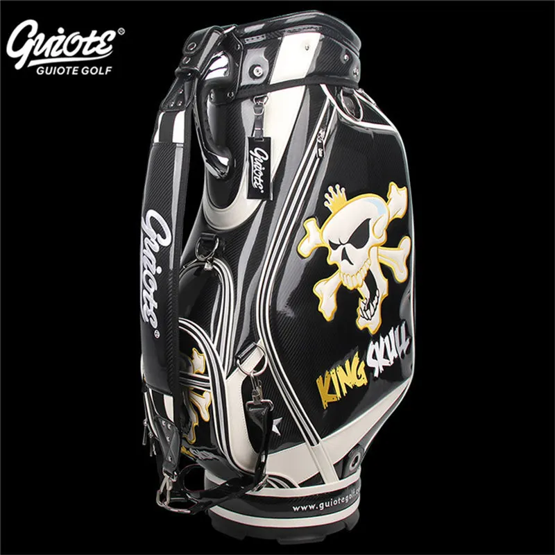 [2 цвета] KING SKULL& X-Bones Golf Caddie сумка для клюшек PU кожаная сумка для гольфа с дождевиком 5-way для мужчин и женщин