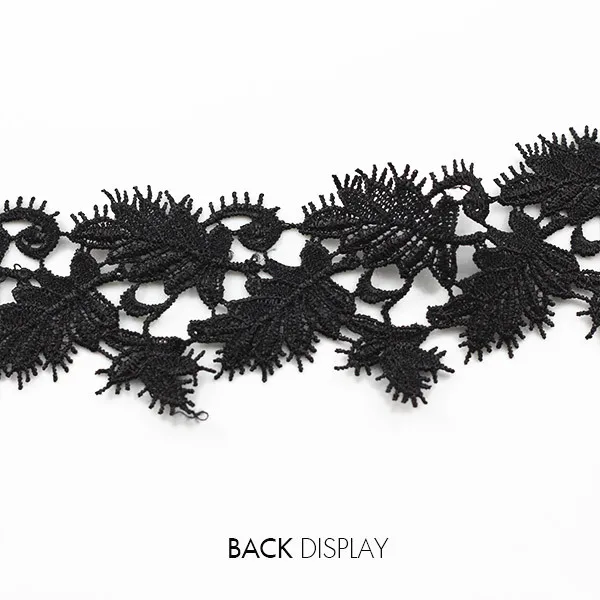 Вышитый черный лист кружевной ткани Отделка ленты аппликация мотив Скрапбукинг