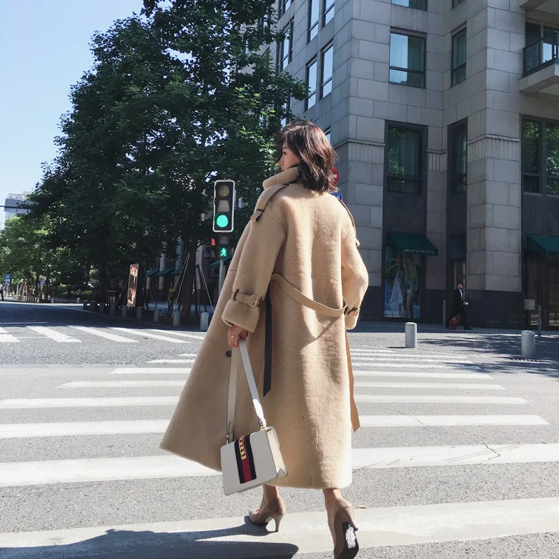 Firelady Turkish fur coat Long-style windbreaker Khaki sheep sheared lamb | Женская одежда