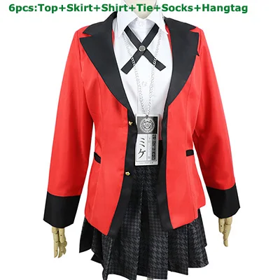 top skirt bow 7 шт./компл. аниме Kakegurui Yumeko Jabami Костюмы для косплея в японском стиле летнее пляжное платье для девочек на Хэллоуин вечерние Костюмы для косплея - Цвет: top skirt bow